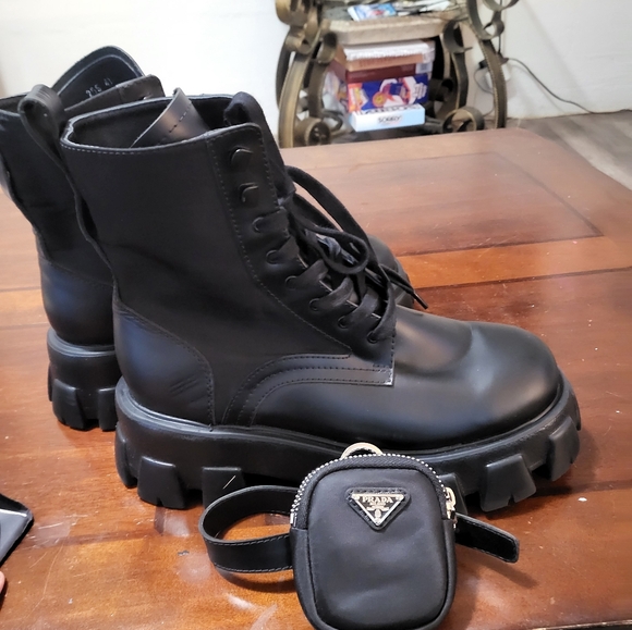 Prada Monolith Leather and Re-Nylon Boots with Pouch - Picture 16 of 16